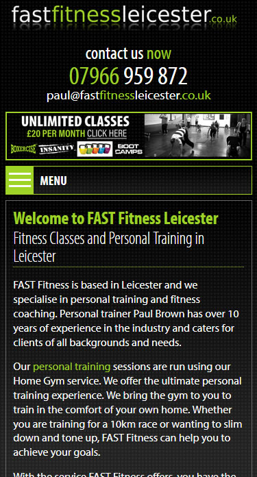 FAST Fitness Leiceser Mobile Site